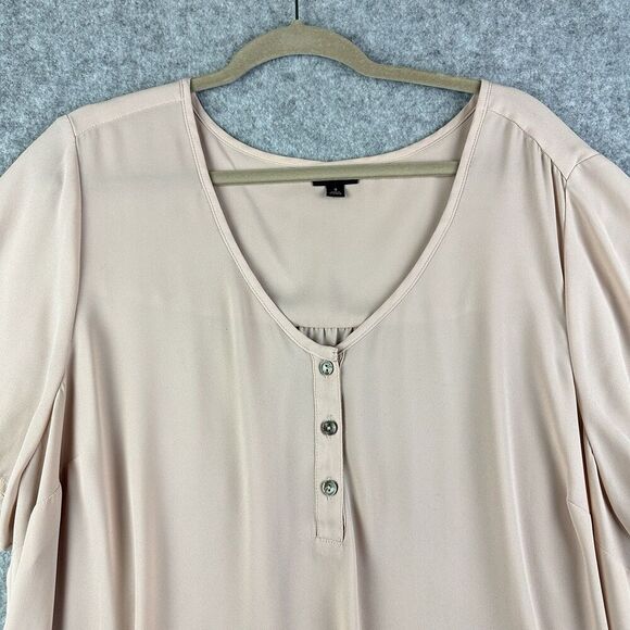 Torrid Blouse Top Women 3X Blush Georgette Career Office Hi Low Minimal Capsule* - Picture 2 of 15